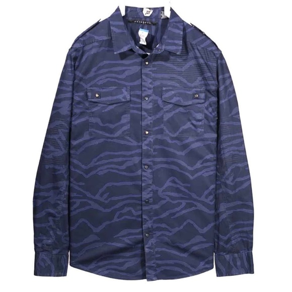 Sean John Blue Zebra Patterned Snap Front Shirt Size 4X - Picture 1 of 6